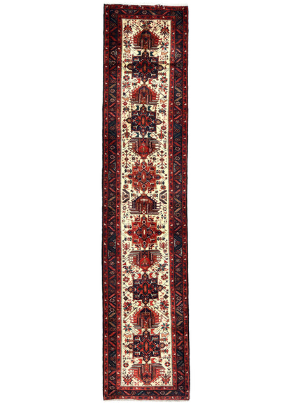 Vintage Hand-Knotted Tribal Runner Rug Wool