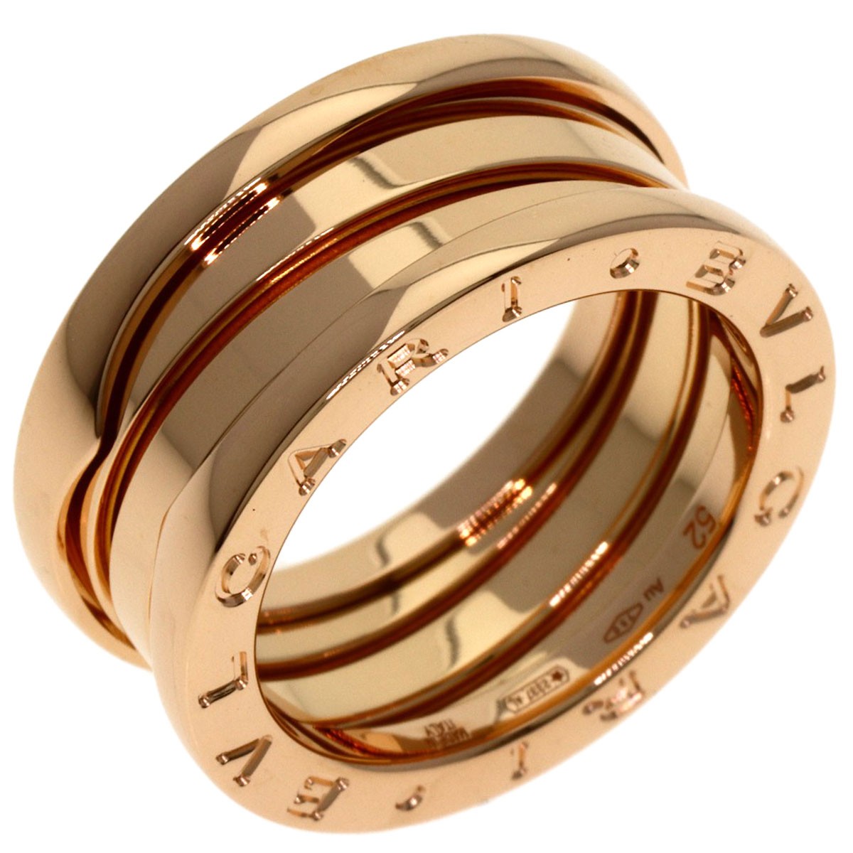 Gold BVLGARI B.zero1 3 band #52 Ring K18 Pink