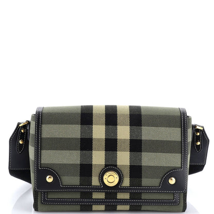 Burberry Note Crossbody Bag Check Canvas And Leather Medium