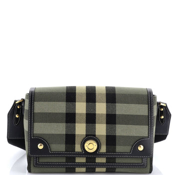 Burberry Note Crossbody Bag Check Canvas And Leather Medium