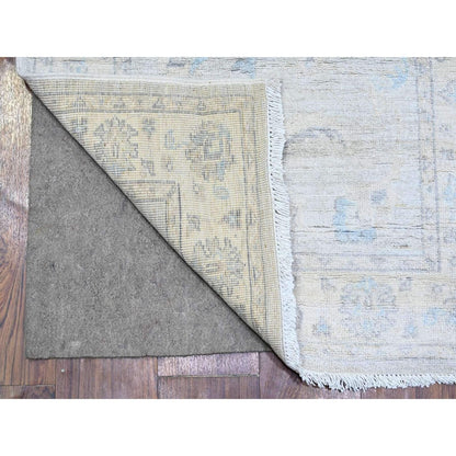 2'8"X12'2" Gray Peshawar Washed Out Faded Wool Hand Knotted Oriental Rug