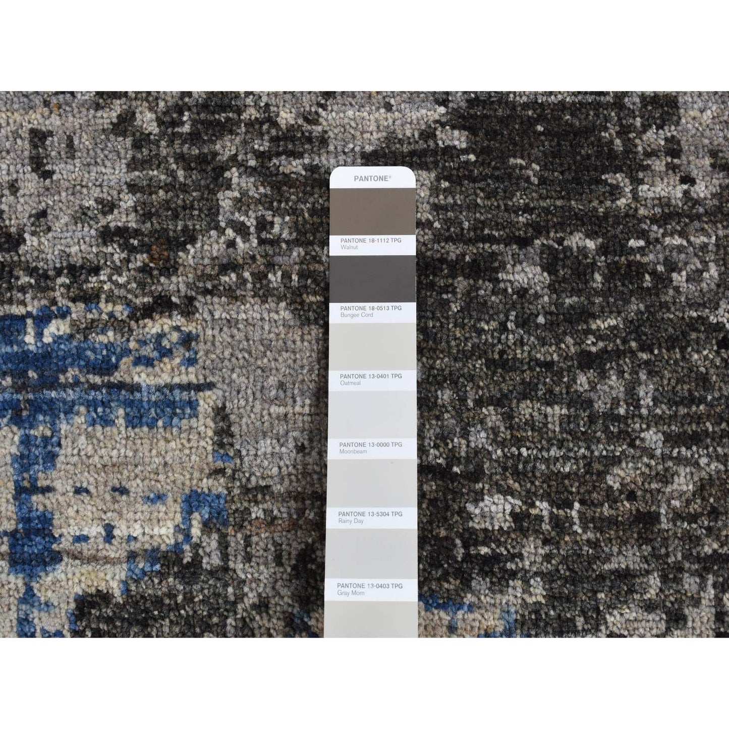 8'1"X10'1" Gray Broken Flower Design Pure Wool Hand Knotted Rug
