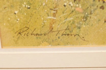 Richard Thorn Signed British Watercolor Landscape Painting Lake Meadow