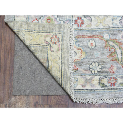 8'1"X10'1" Light Gray Hand Knotted Afghan Angora Oushak Soft Wool Rug
