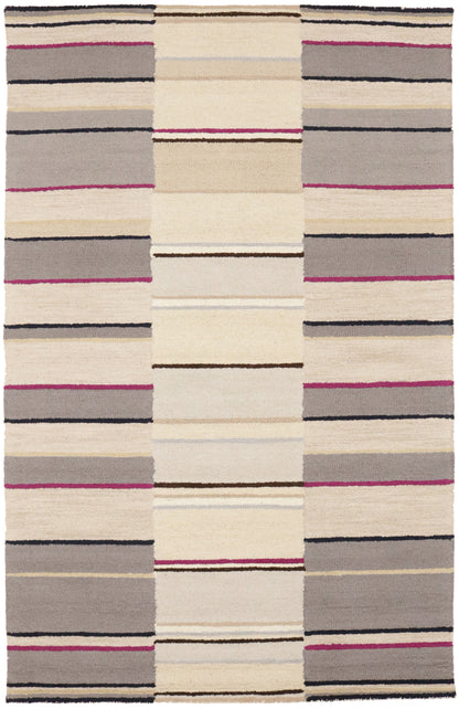 Contemporary Multicolored Stripes 5X8 Hand-Tufted