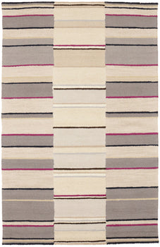 Contemporary Multicolored Stripes 5X8 Hand-Tufted