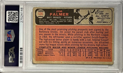 Jim Palmer Autographed 1966 Topps Rookie Card #126 (Psa)