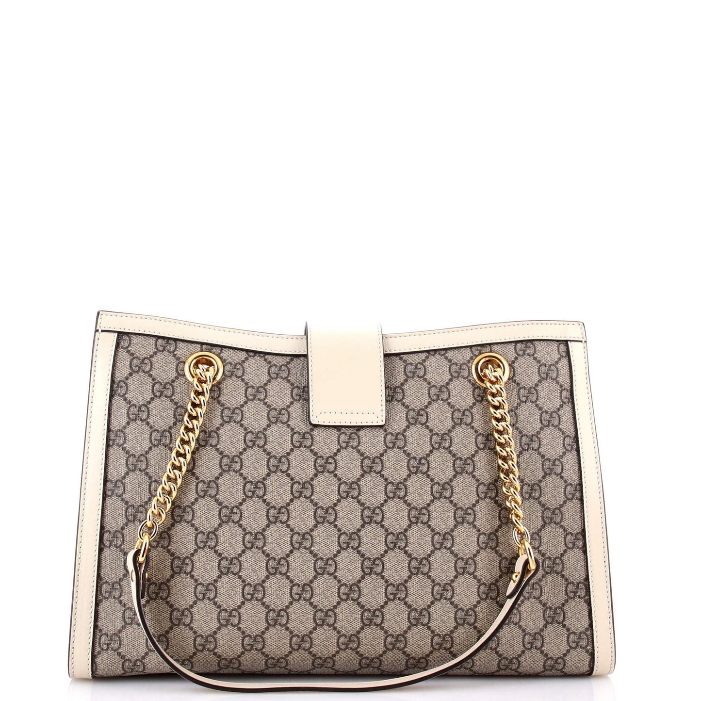 Gucci Padlock Chain Tote Gg Coated Canvas With Leather Medium