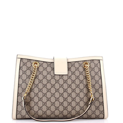 Gucci Padlock Chain Tote Gg Coated Canvas With Leather Medium
