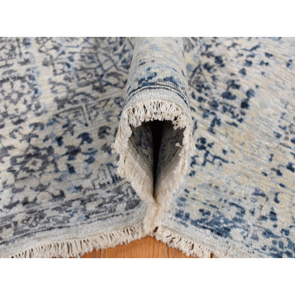8'3"X10'2" Gray Silk Broken And Erased Design Vintage Hand Knotted Rug