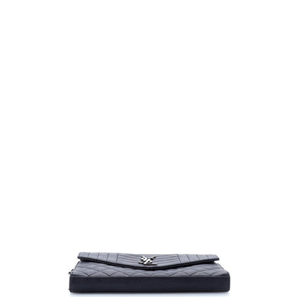 Saint Laurent Classic Monogram Chain Wallet Mixed Matelasse Leather Medium