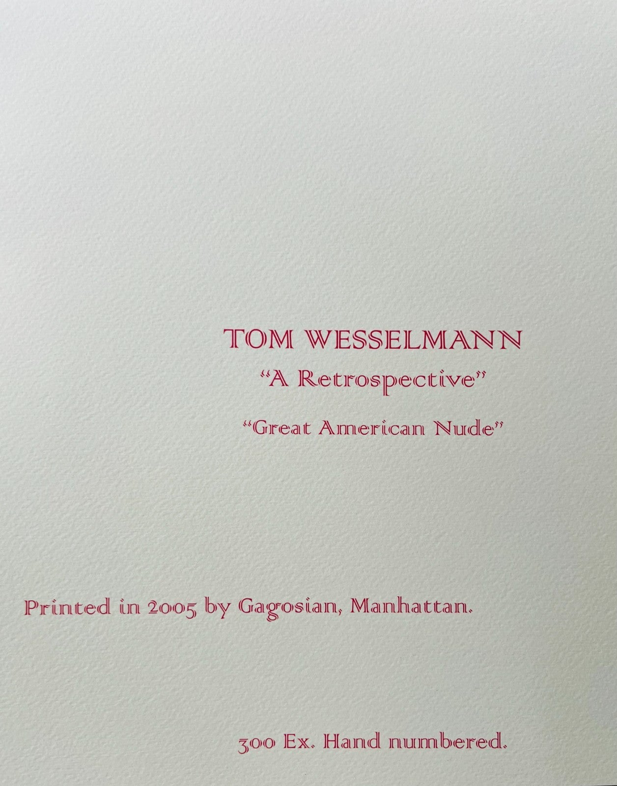 Tom Wesselmann Lithograph Signed COA Numbered in Pencil Crayon
