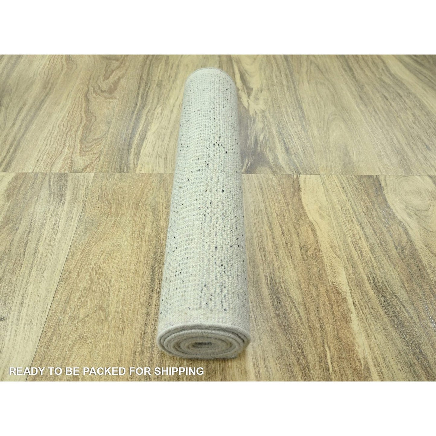 2'7"X10'3" Gray Hand Knotted Rug Wool Oxidized Grass Design Runner