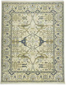 Handmade Oushak Oriental Rug Wool Carpet Floral