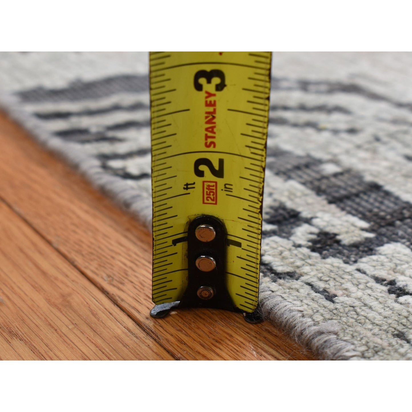 3'X5'6" Gray The Cane Pure Silk With Wool Hand Knotted Rug