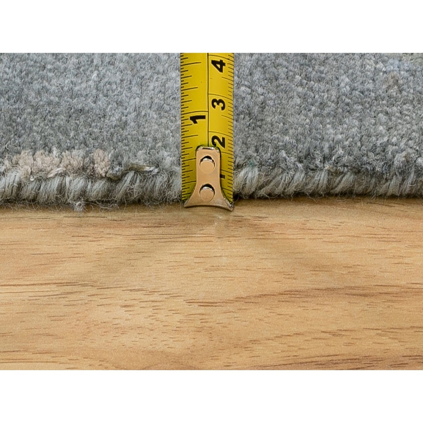 4'1"X10' Gray Abstract Design Wool And Silk Hi-Low Pile Hand Knotted Rug