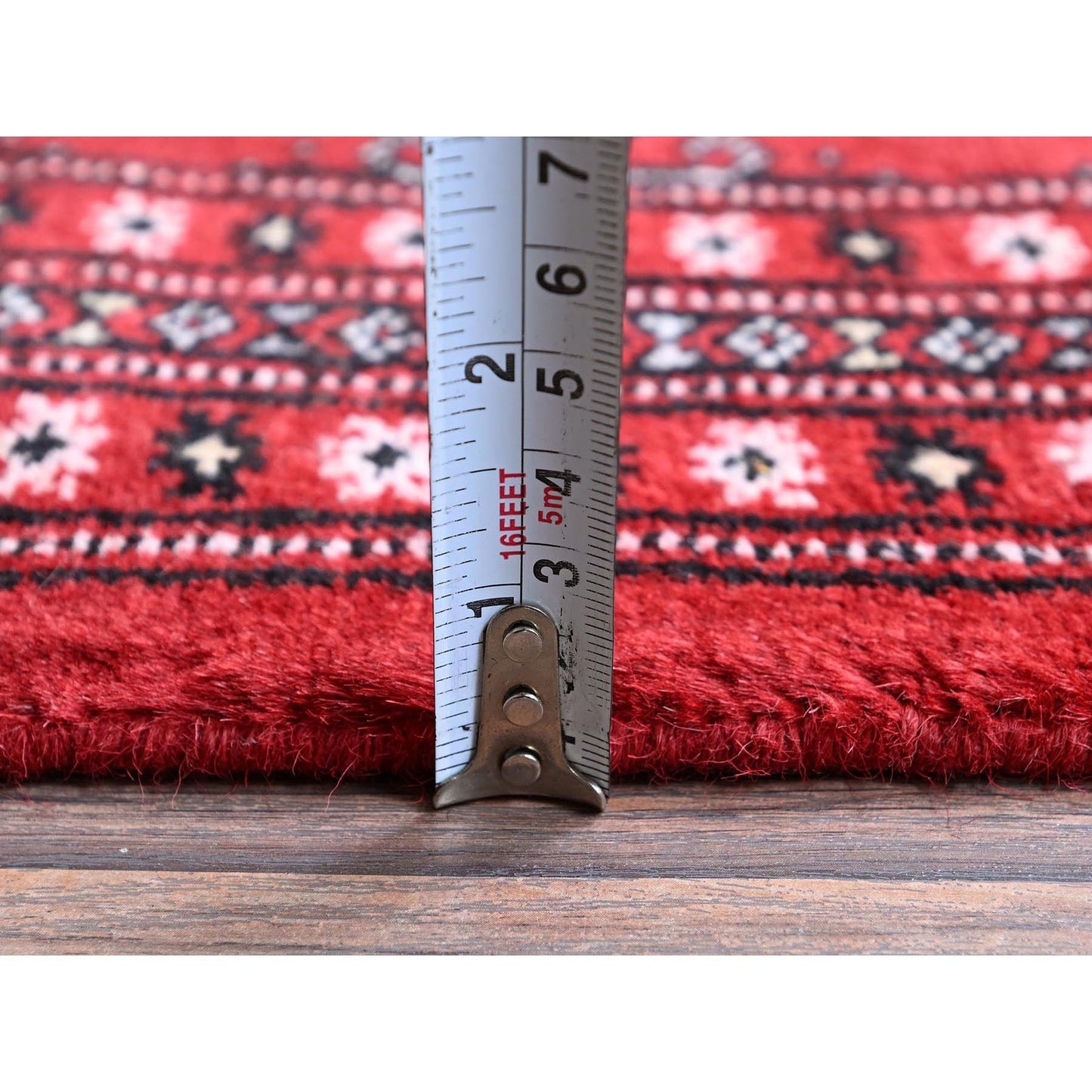 2'7"X11'10" Scarlet Red Princess Bokara Soft Wool Hand Knotted Runner Rug