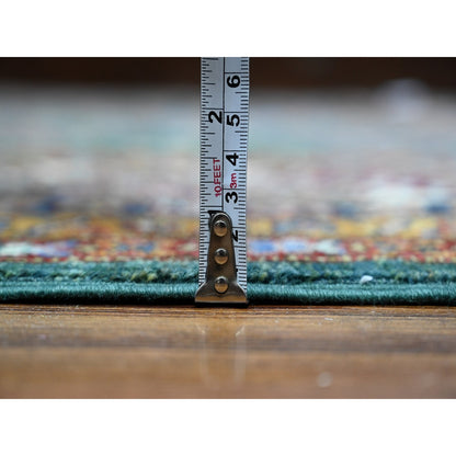 8'3"X10' Green Hand Knotted Super Kazak Tribal Elements Wool Oriental Rug