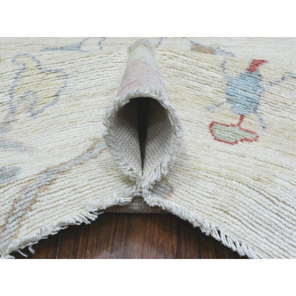 8'2"X10' Ivory Hand Knotted Afghan Angora Oushak Pure Wool Rug