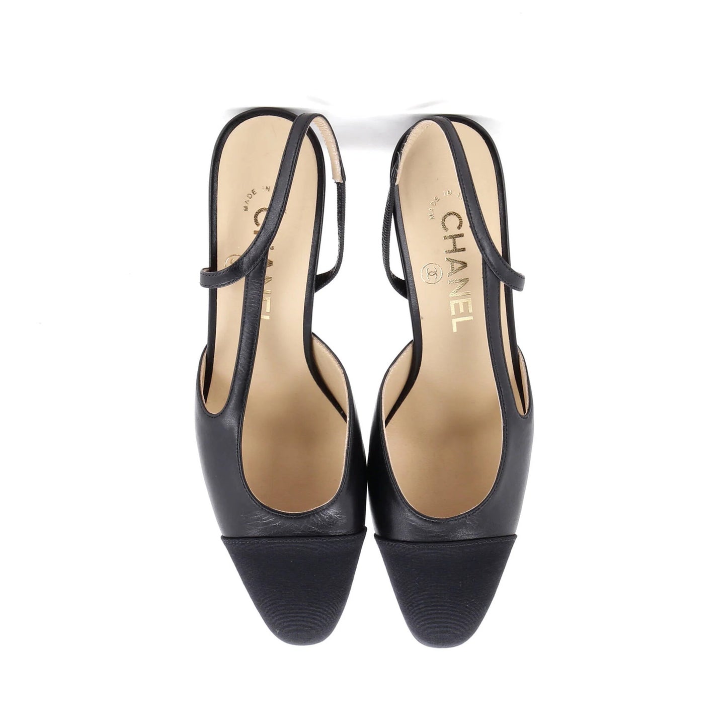 Chanel Womens Cap Toe Slingback Pumps Leather