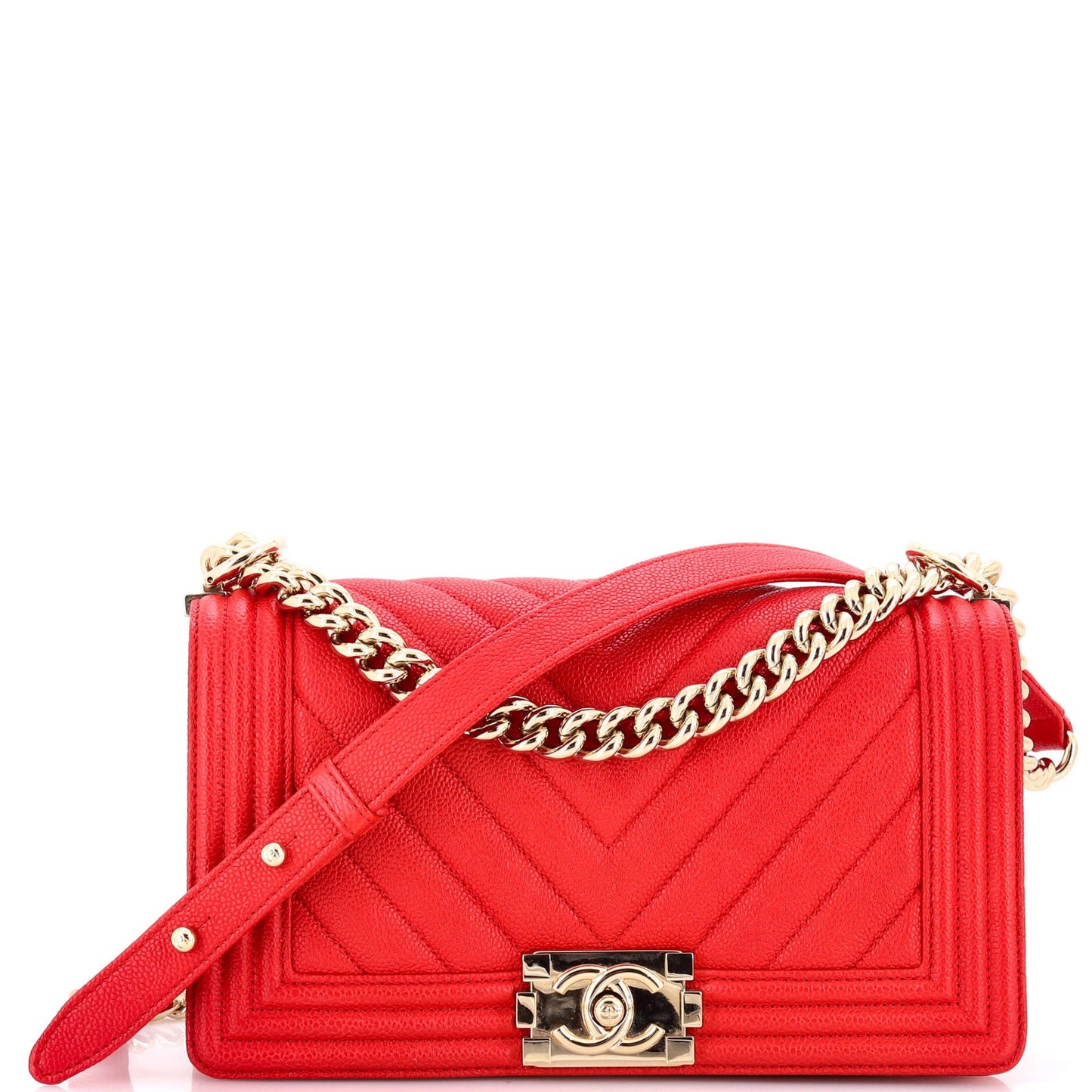 Chanel Boy Flap Bag Chevron Caviar Old Medium