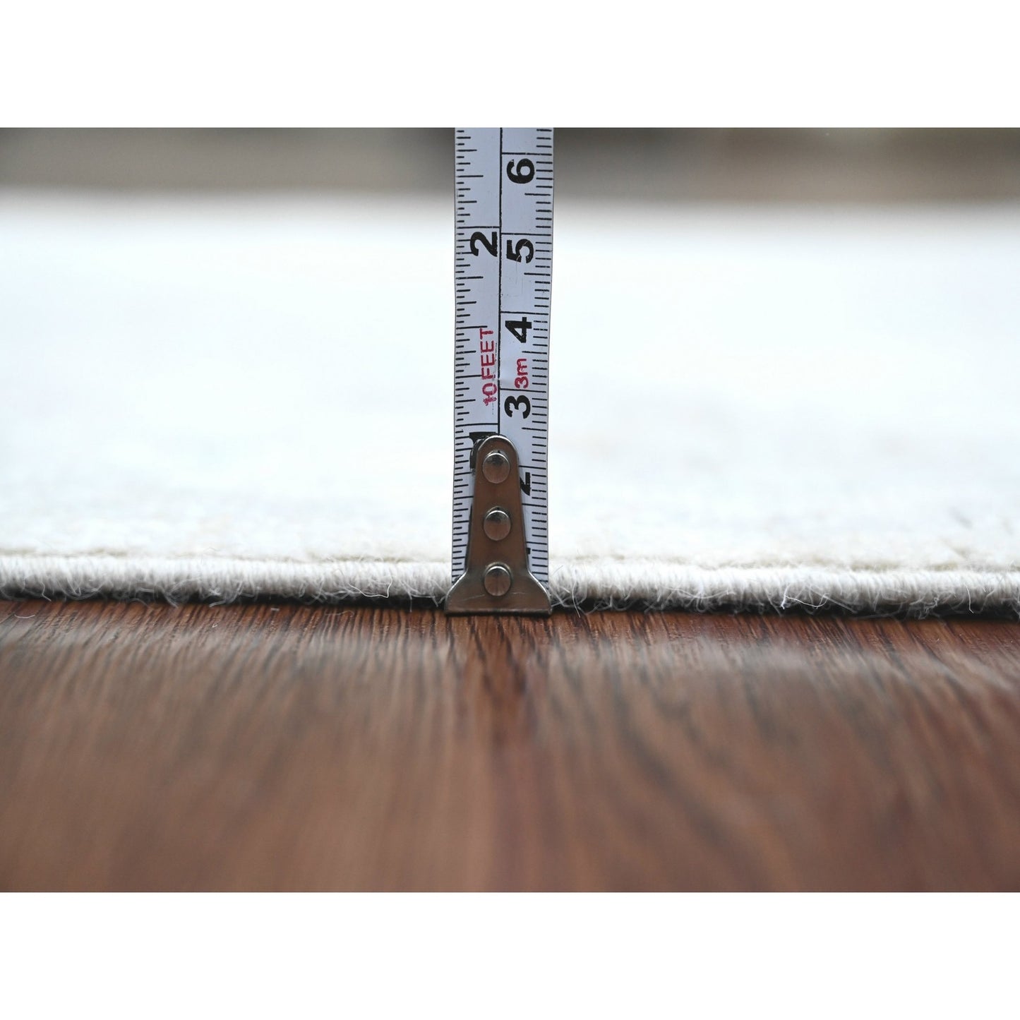 2'8"X9'8" White Hand Knotted Angora Oushak Leaf Design Wool Runner Rug