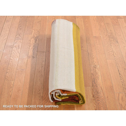 9'1"X12'6" Ivory Hand Woven Flat Weave Durie Kilim 100% Wool Rug