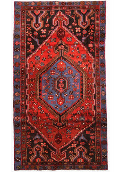 4X7 Ft Red Vintage Area Rug Tribal Geometric