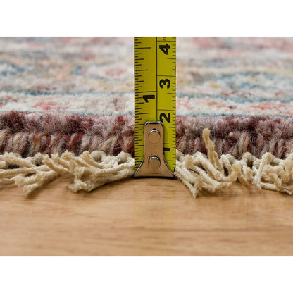 Rug 6'x6' Sangria Red Hand Knotted Pure Wool Heris Revival Round Oriental