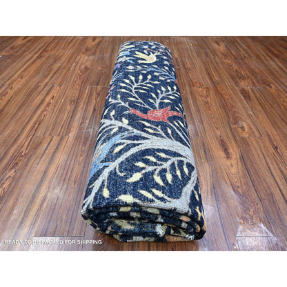 8'X8' Blue Birds Of Paradise Peshawar Hand Knotted Square Oriental Rug