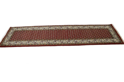 Hand-Knotted Wool Oriental Runner Rug Red Allover