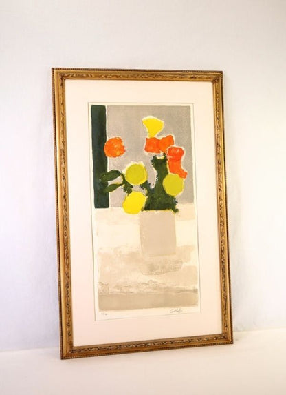 Bernard Cathelin Lithograph "Rose Dinde Et Millefeuille" 1972 Signed 185Ex
