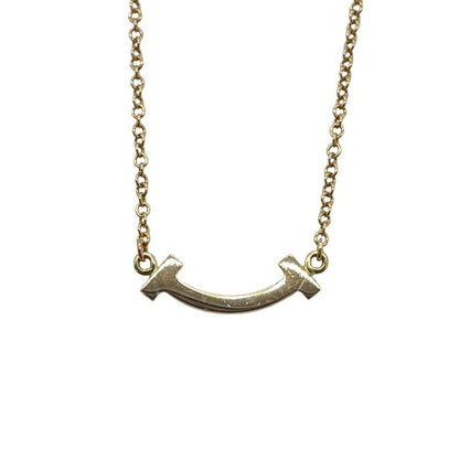 Tiffany & Co. T Smile Mini Diamond Necklace K18Pg