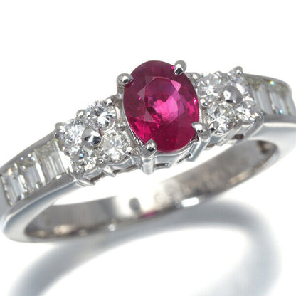 Ruby 0.69ct Diamond 0.59ct Ring 900 Platinum