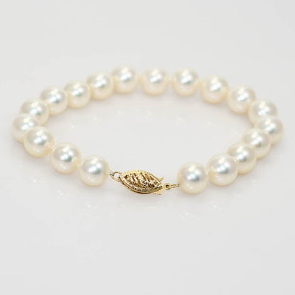 14K Yellow Gold Pearl Bracelet, 13.1Gr