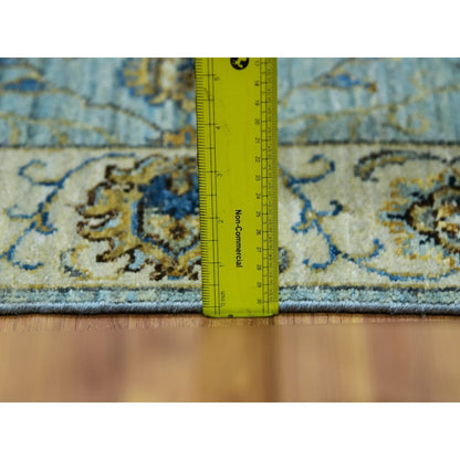 2'9"X24'3" Sapphire Blue Hand Knotted All Wool Shah Abbas Xl Runner Rug
