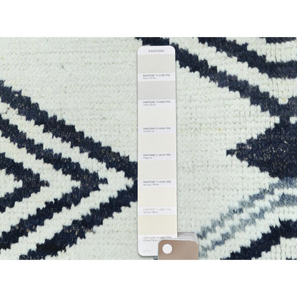 8'X10'10" Ivory Moroccan Berber Wool Hand Knotted Rug