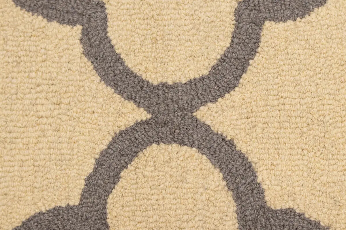 5X8 Ft Hand-Tufted Cream & Taupe Wool Rug Modern