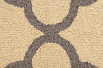 5X8 Ft Hand-Tufted Cream & Taupe Wool Rug Modern