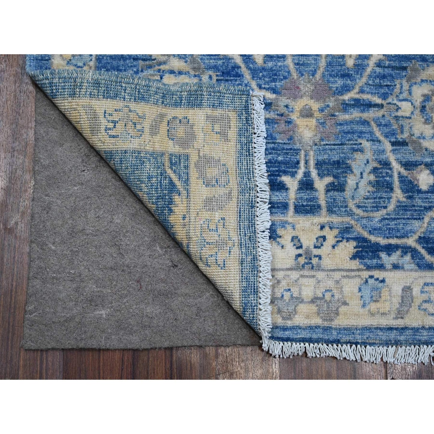2'7"X11'8" True Blue Hand Knotted Wool Mahal All Over Design Runner Rug
