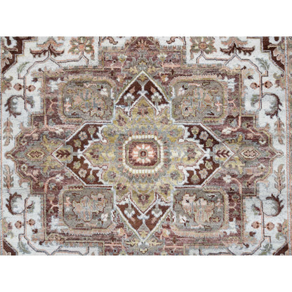8'X10' Mixed Burgundy Heris Heritage Design Hand Knotted Pure Wool Rug