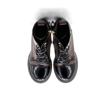 Louis Vuitton Women'S Star Trail Ankle Boots Monogram Canvas With Patent