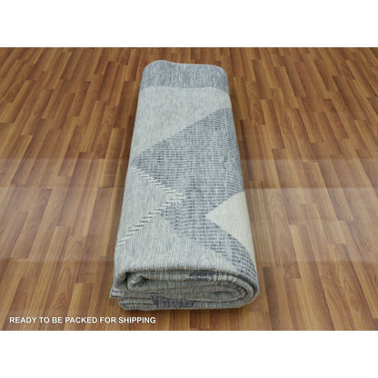 9'1"X12'1" Gray Wool Hand Knotted Geometric Art Deco Collection Rug