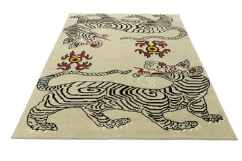 6X8 ft Nepali Oriental Rug Tribal Tiger Style