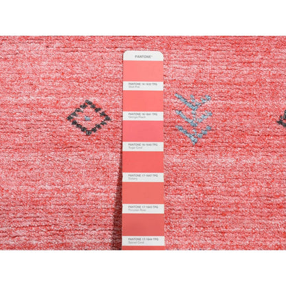 2'8"X13'6" Pink Wool And Silk Loomed Knotted Gabbeh Runner Oriental Rug