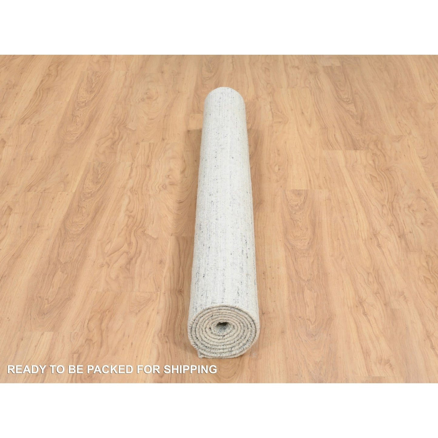 6'1"X9' Beige Variegated Textured Modern Design Wool Hand Loomed Rug