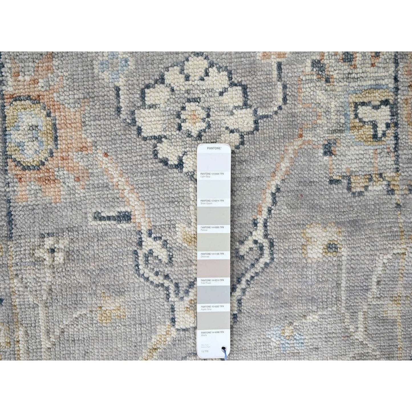 2'5"X8'5" Spanish Gray Oushak Design Soft Wool Hand Knotted Runner Rug