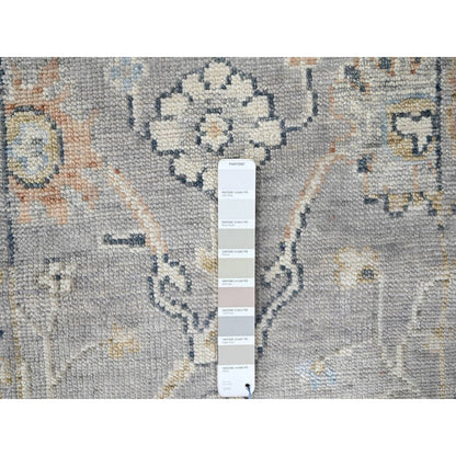 2'5"X8'5" Spanish Gray Oushak Design Soft Wool Hand Knotted Runner Rug