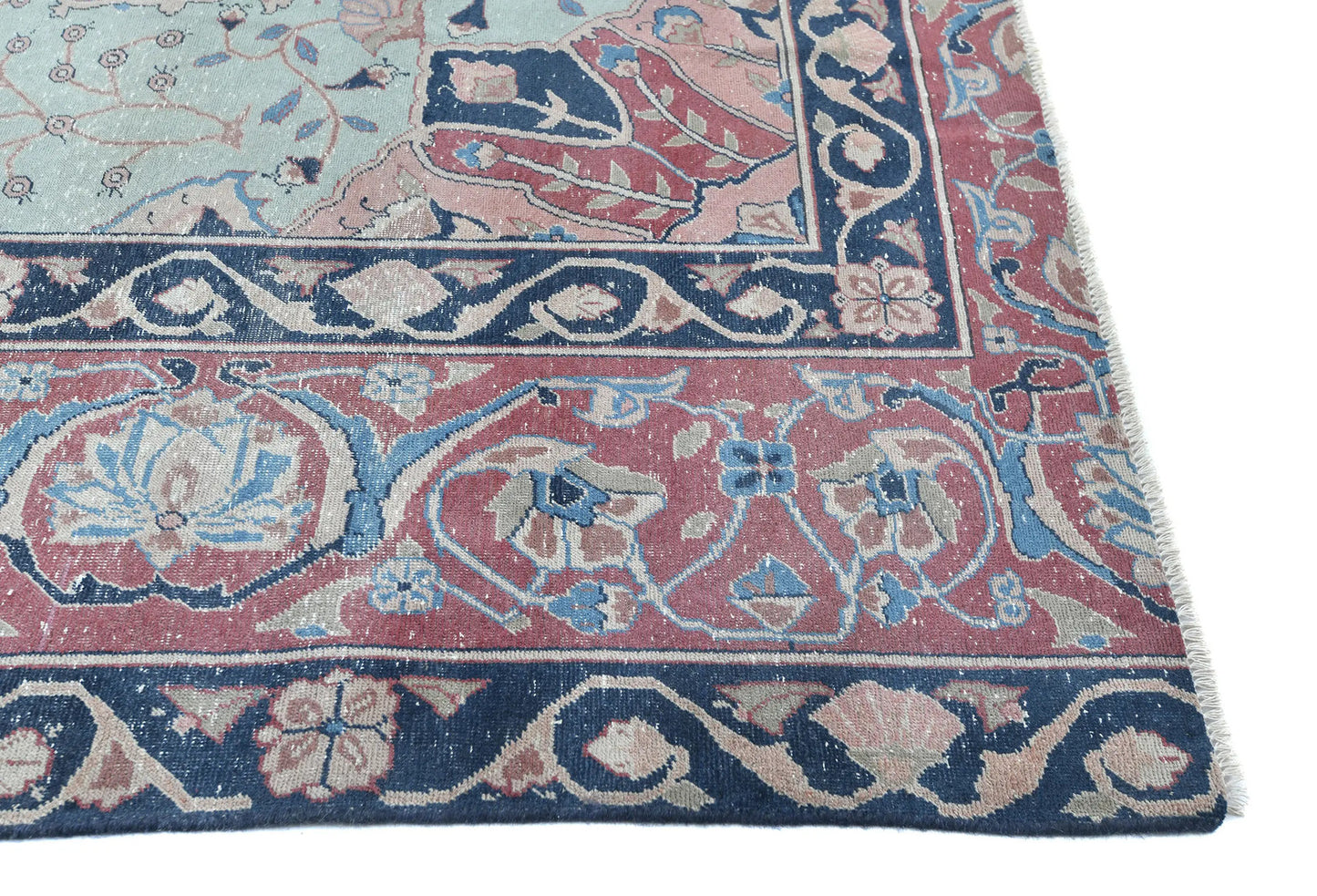 Handmade Antique Vintage Oriental Rug Floral Living Room Carpet 7'11x9'2 ft