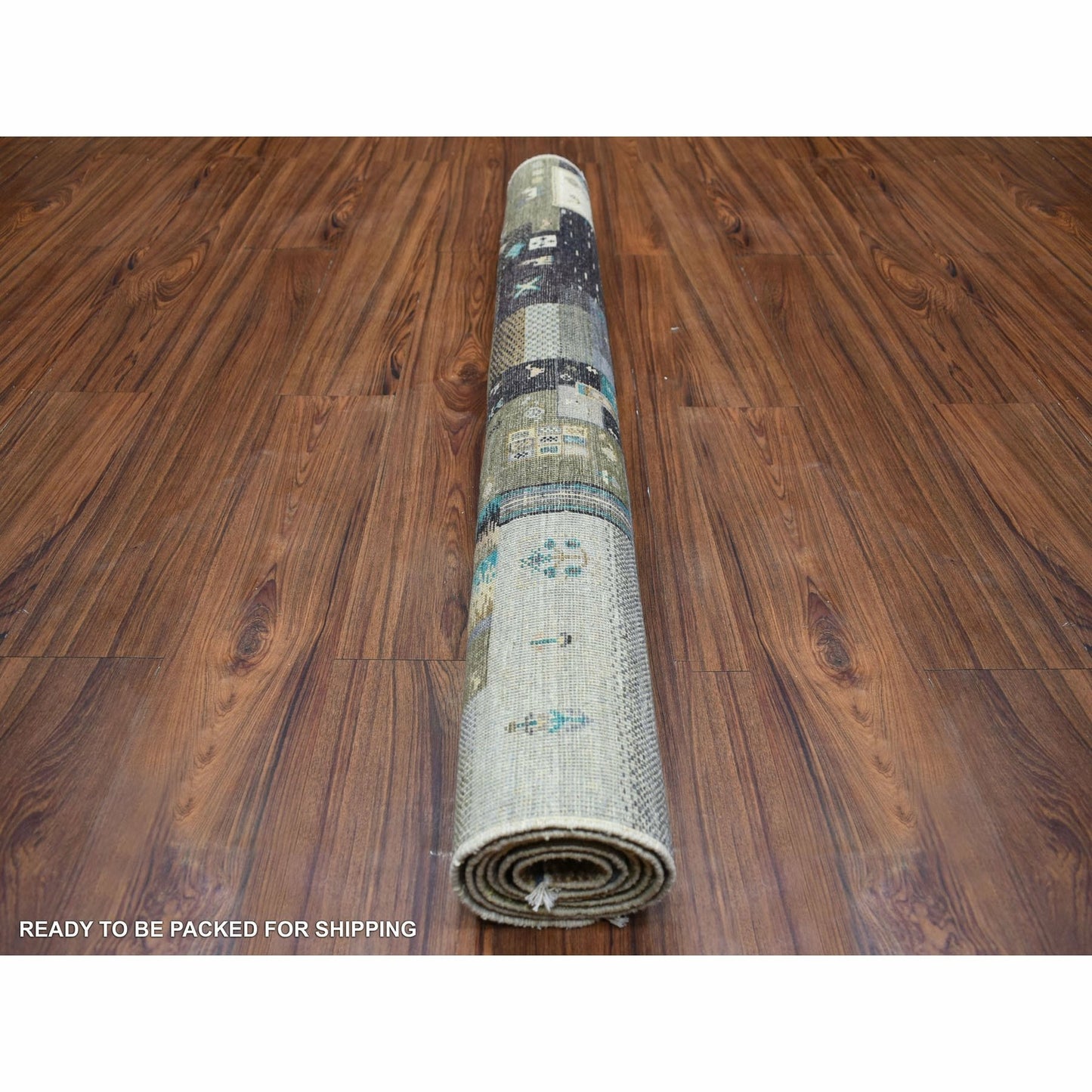 4'X5'10" Gray Hand Knotted Afghan Kashkuli Gabbeh Hand Spun Wool Rug